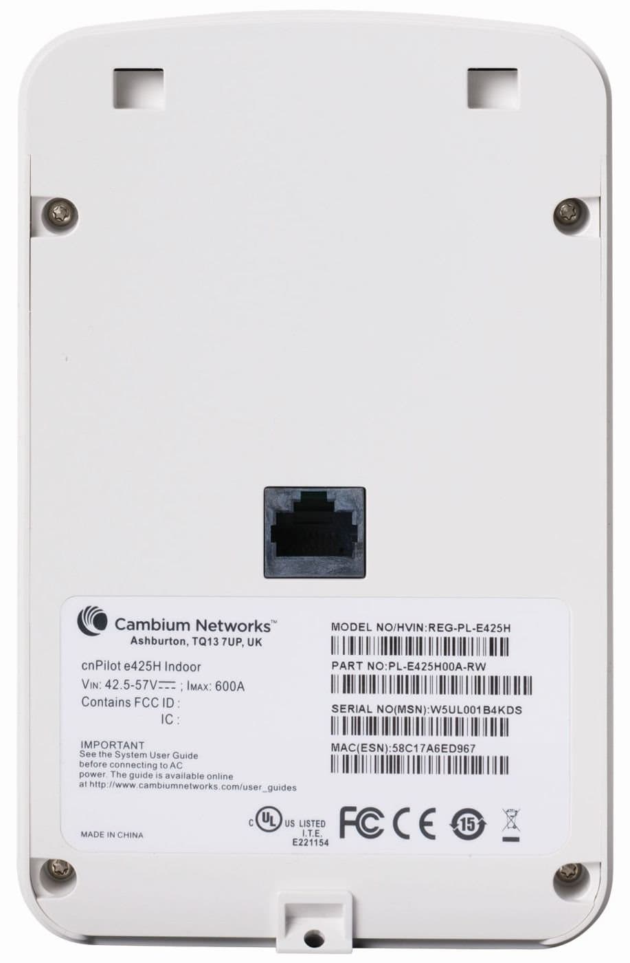 Cambium Networks cnPilot e425H wall plate, EU