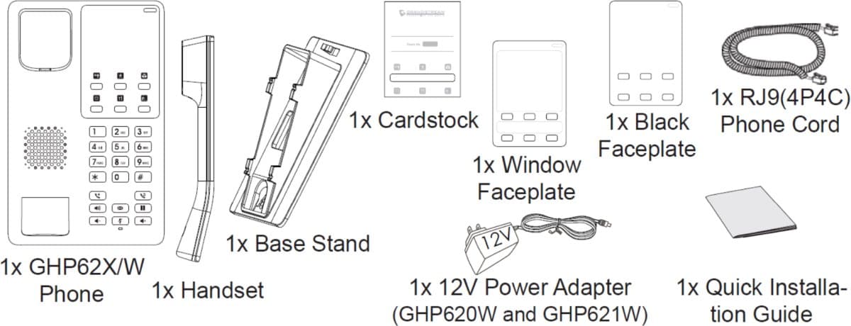 Grandstream GHP621W SIP WiFi hotelový telefon černý