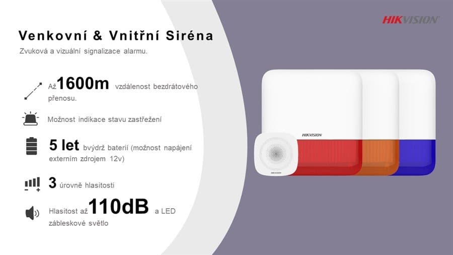 Hikvision AX PRO Bezdrátová venkovní siréna, modrá