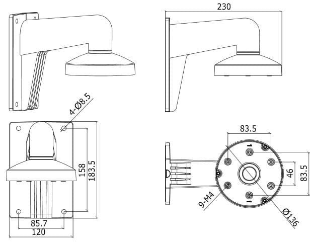 Hikvision DS-1273ZJ-135 - Držák na stěnu pro kamery