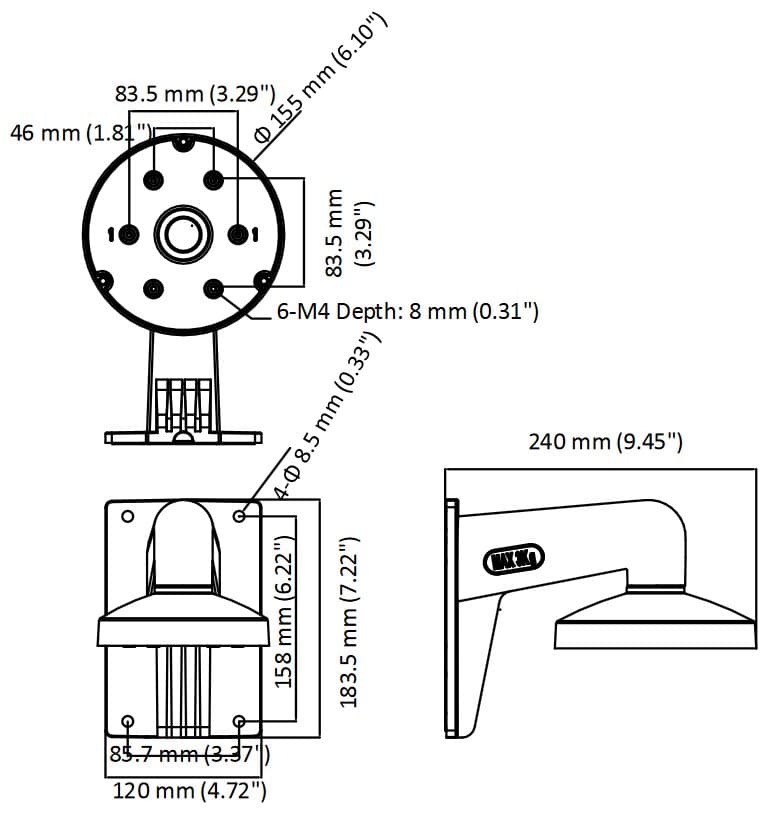 Hikvision DS-1473ZJ-155 - Držák na stěnu pro Dome kamery