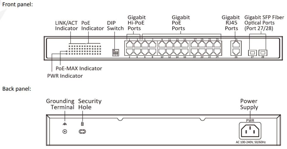 Hikvision DS-3E0528HP-E PoE Switch, 24x PoE, 370W