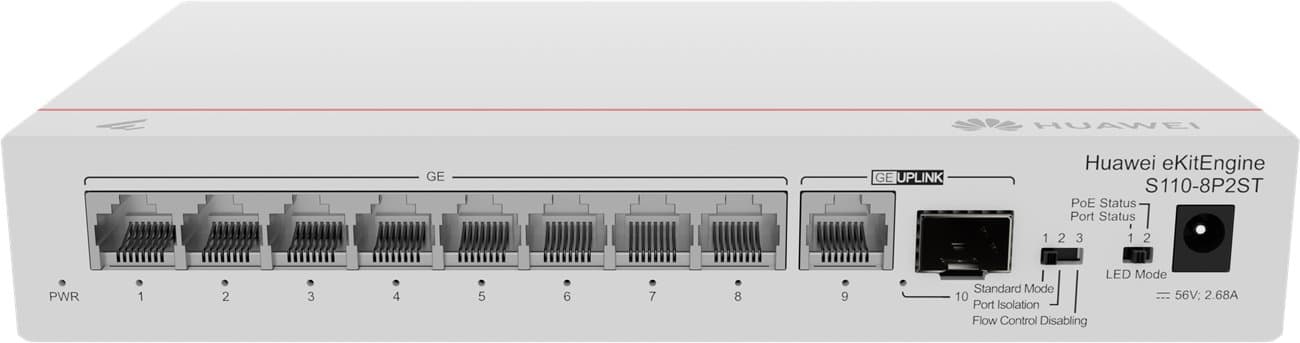Huawei S110-8P2ST Gigabitový PoE switch, 1x SFP