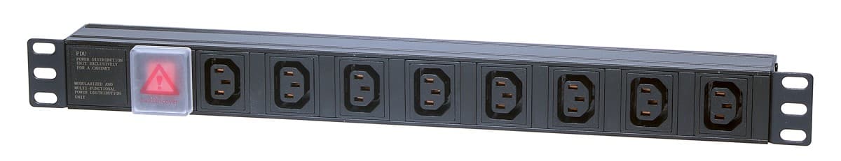 Masterlan 19" rozvodný panel 8xIEC, černý, 2m, hliníkový