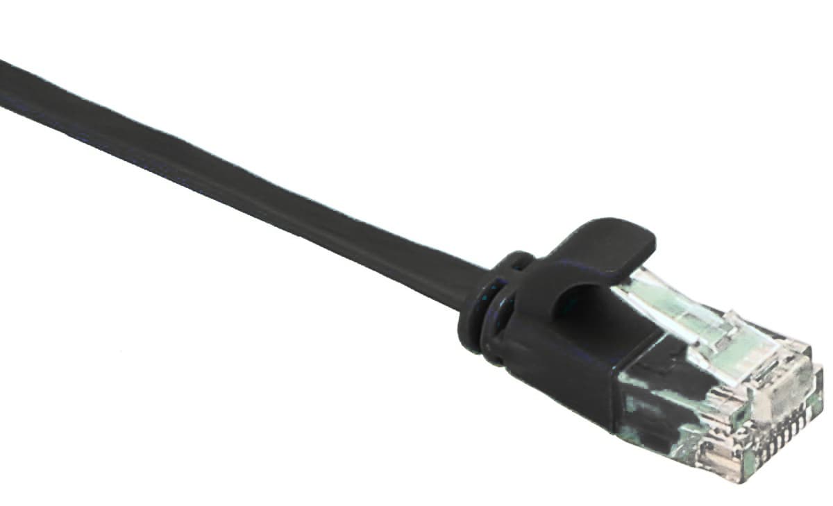 Masterlan comfort patch kabel UTP, flat, Cat6, 0,25m, černý