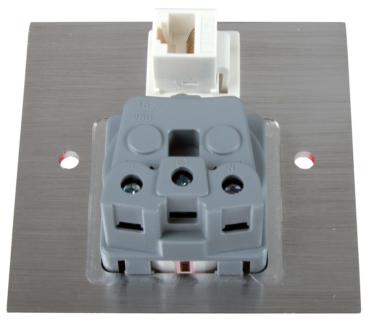 Masterlan integrovaná zásuvka 230V + RJ45 cat 6