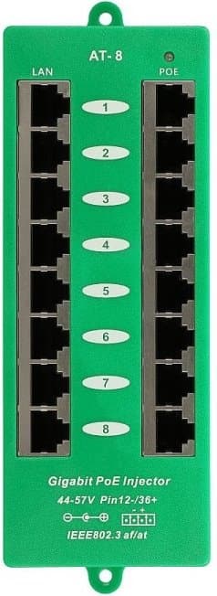 MaxLink Gigabitový 8-portový PoE panel, 802.3af/at
