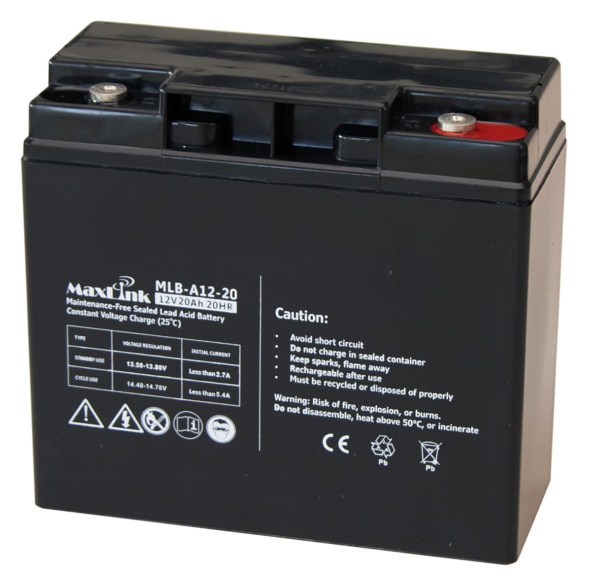 MaxLink olověná baterie AGM 12V 20Ah, M6