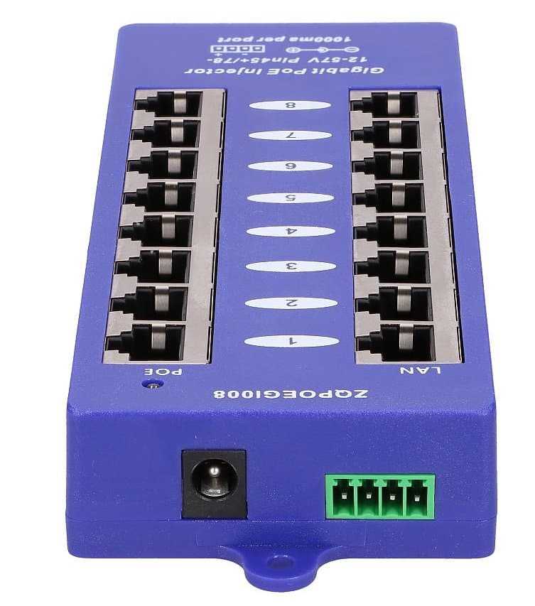 MaxLink pasivní Gigabitový POE panel, 8 portů