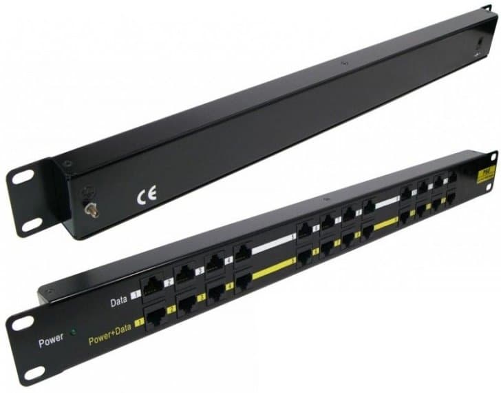 MaxLink POE panel 12 portů, 1U pro rack 19"