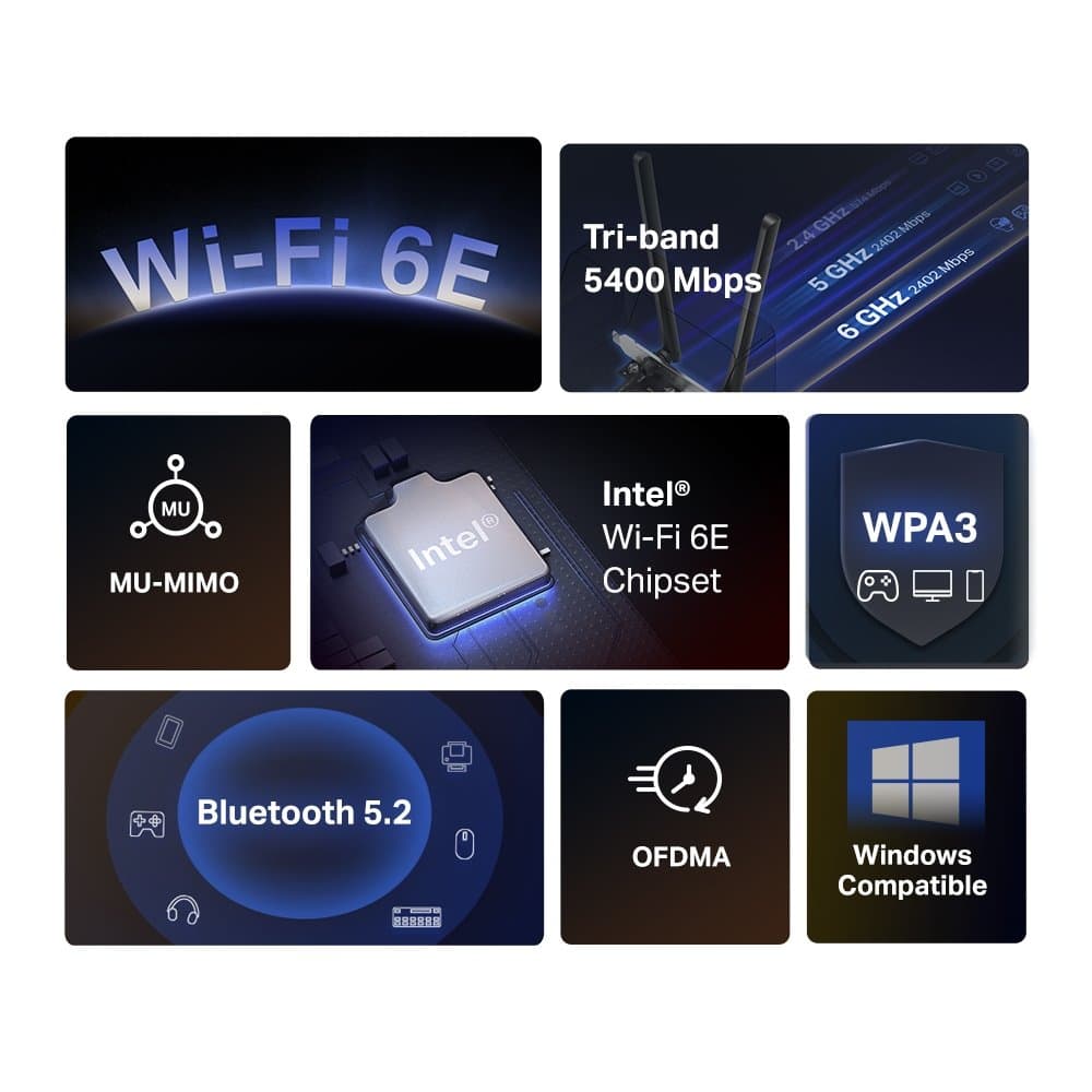 Mercusys MA86XE bezdrátový WiFi 6E PCI express adaptér