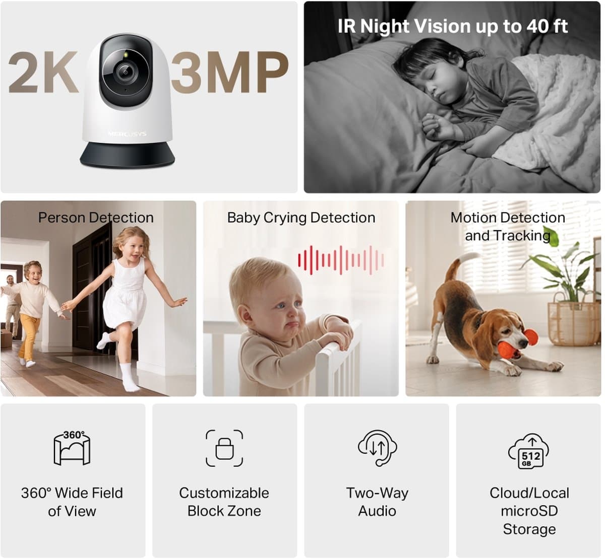 MERCUSYS MC210 Domácí bezpečnostní otočná Wi-Fi kamera