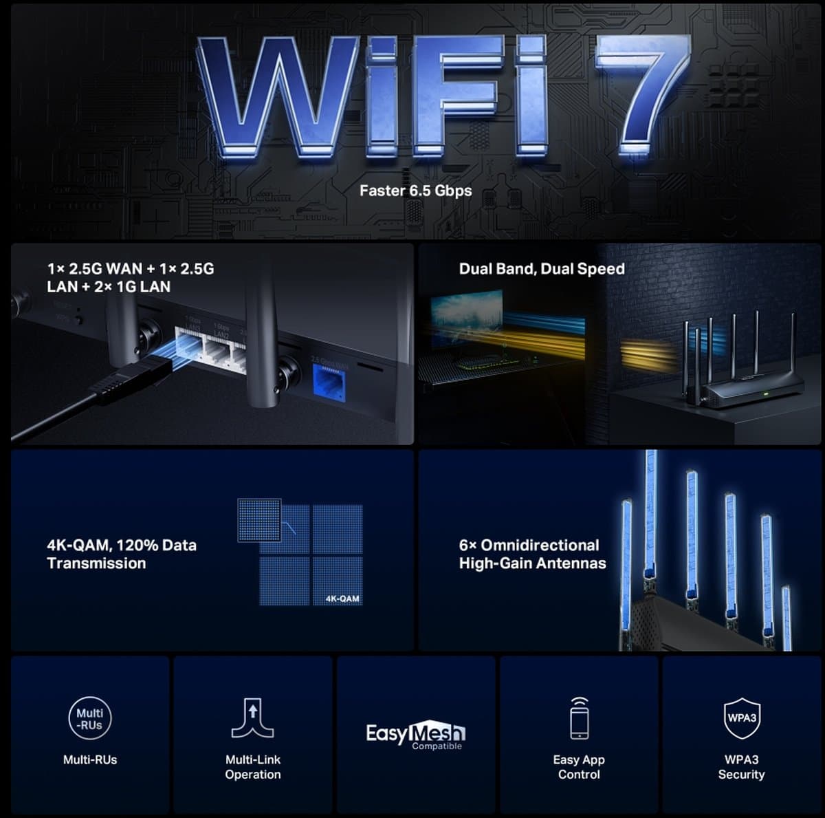 MERCUSYS MR37BE Dual Band Wi-Fi 7 router