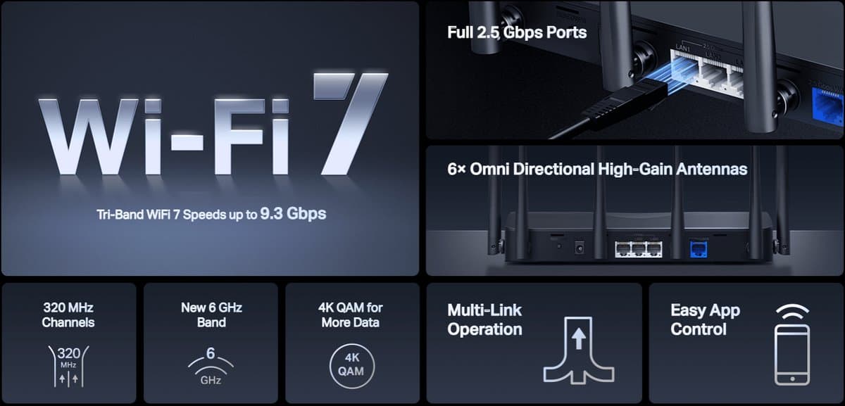 MERCUSYS MR47BE Tri-Band Wi-Fi 7 Router