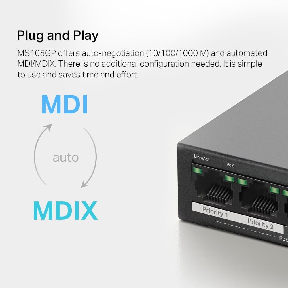 MERCUSYS MS105GP Gigabitový PoE switch, 4x POE