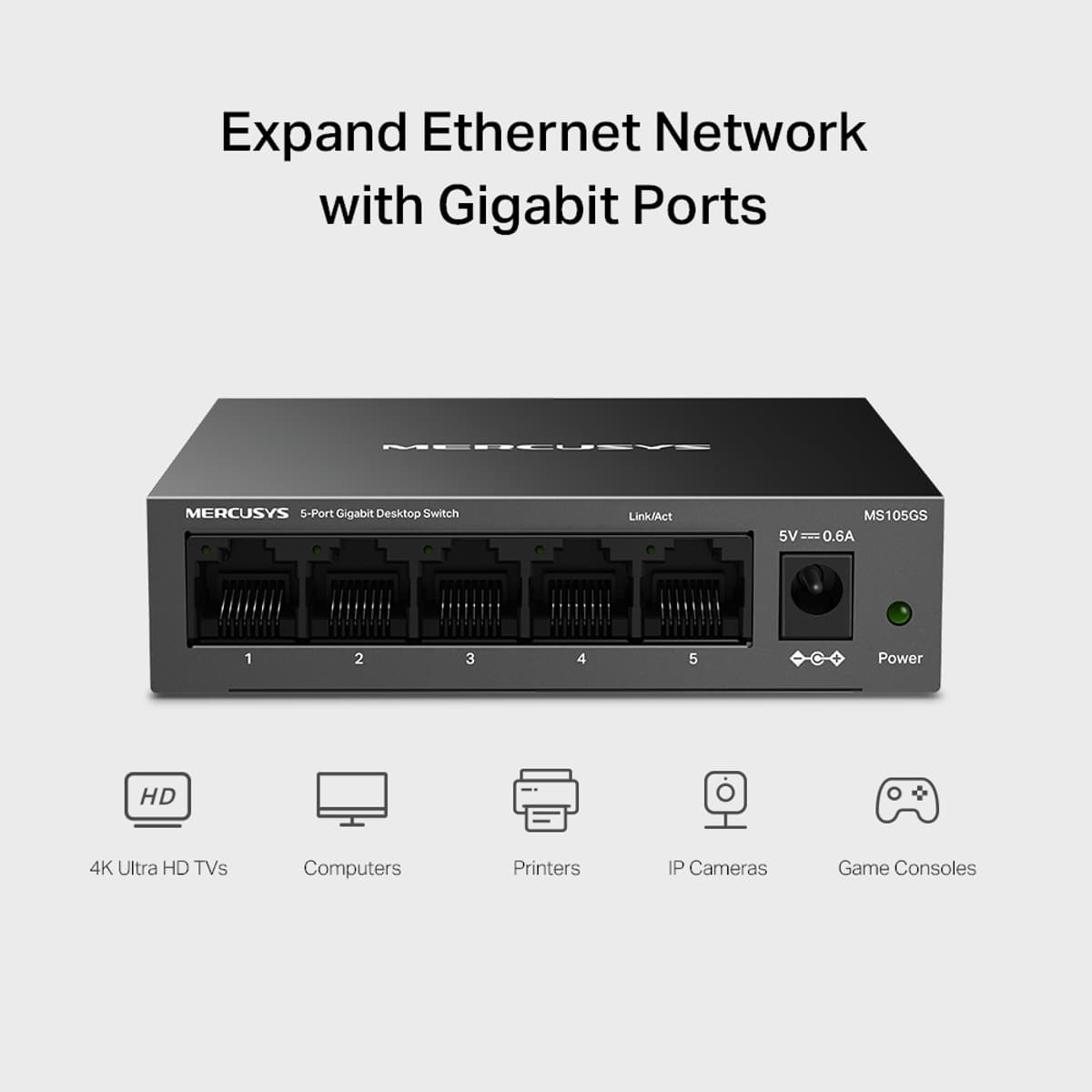 MERCUSYS MS105GS, Gigabitový switch