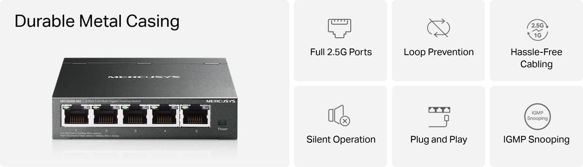 MERCUSYS MS105GS-M2, 2.5G switch