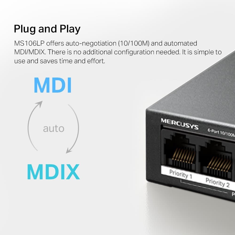 MERCUSYS MS106LP PoE switch, 4x POE