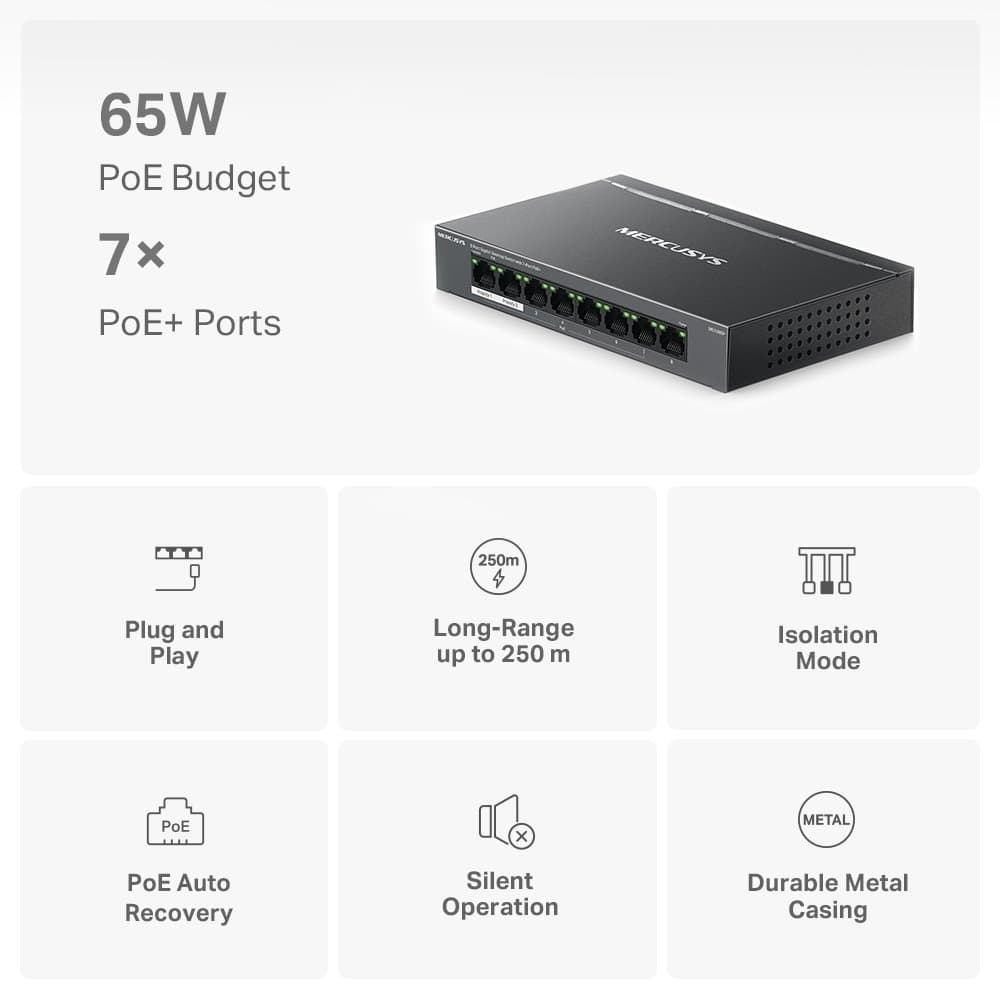 MERCUSYS MS108GP Gigabitový PoE switch
