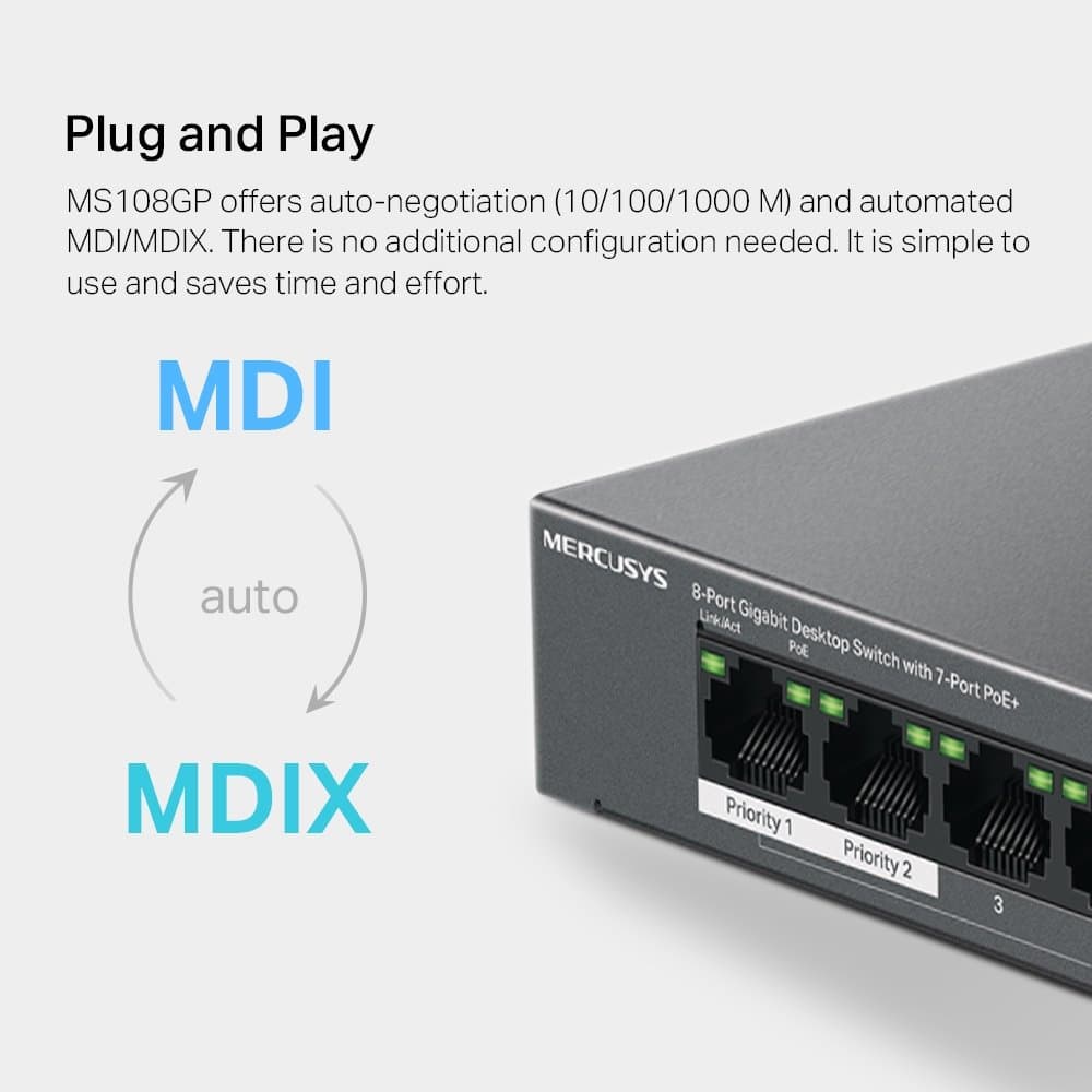 MERCUSYS MS108GP Gigabitový PoE switch