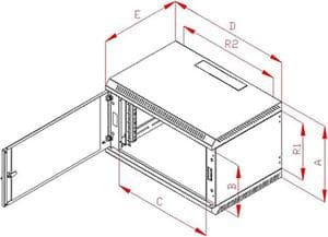 Rack Triton 19" jednodílný 9U/400mm plechové dveře, šedý