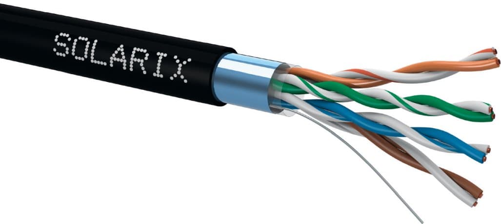 Solarix instalační kabel CAT5E FTP PE venkovní 305m box