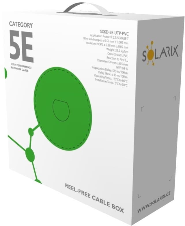 Solarix instalační kabel CAT5E UTP PVC 100m box