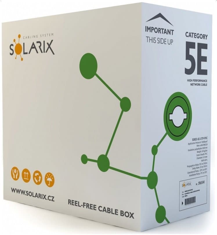 Solarix instalační kabel CAT5E UTP PVC 305m box