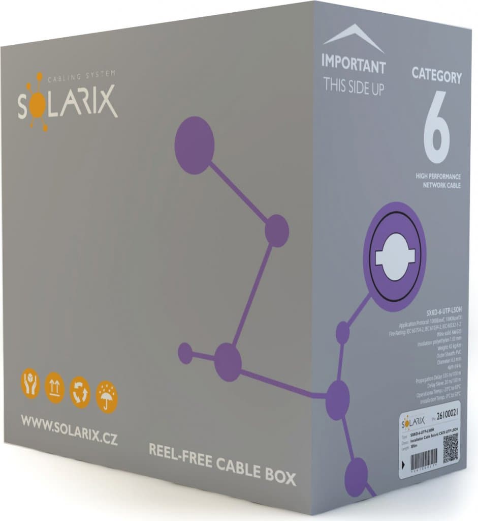 Solarix instalační kabel CAT6 UTP LSOH 305m box