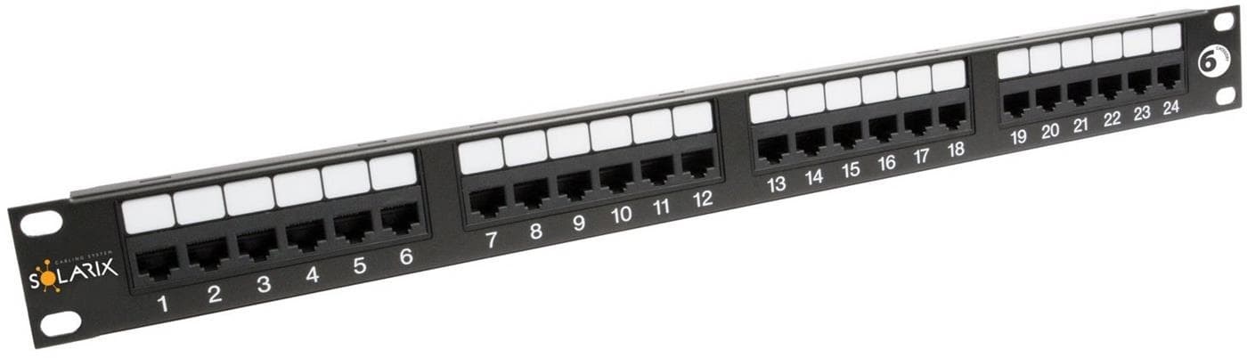 Solarix patch panel 24 x RJ45 CAT6 UTP, černý, 1U