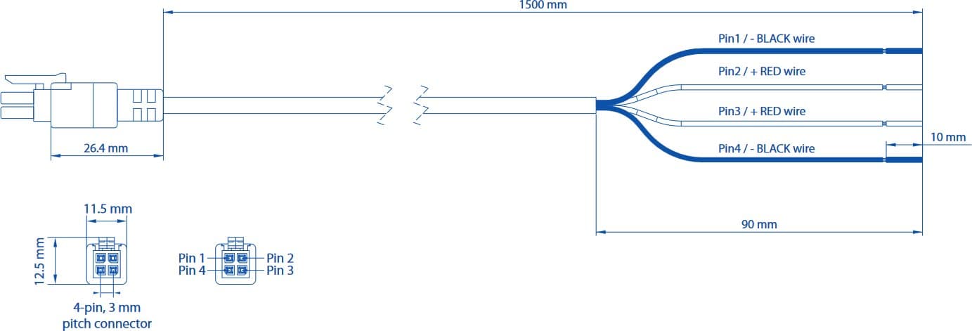 Teltonika 4-pin napájecí kabel, 1.5m