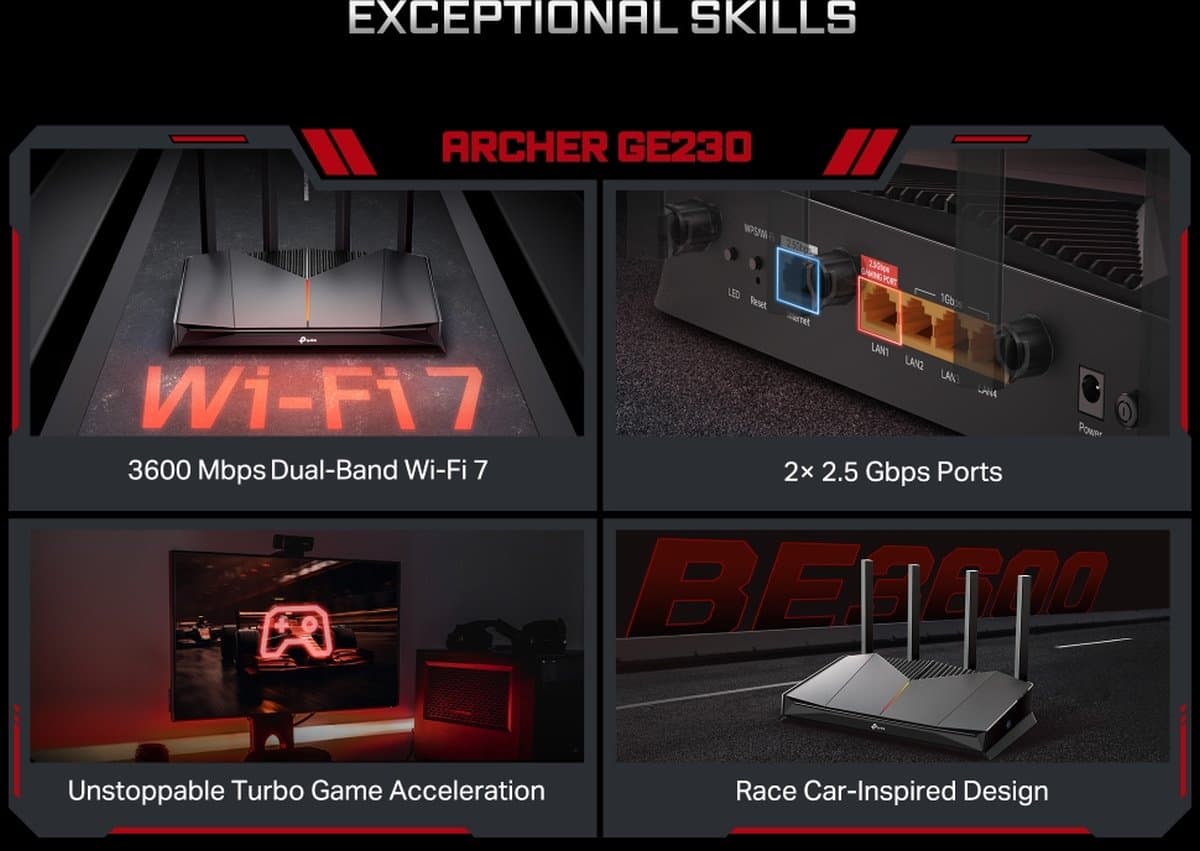 TP-Link Archer GE230 - Dual-Band gaming Wi-Fi 7 router