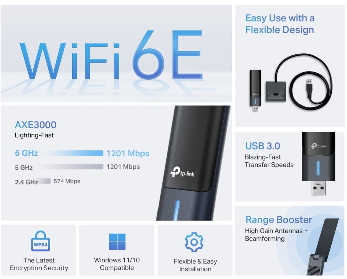 TP-Link Archer TXE50UH Wi-Fi 6E Wireless USB adapter