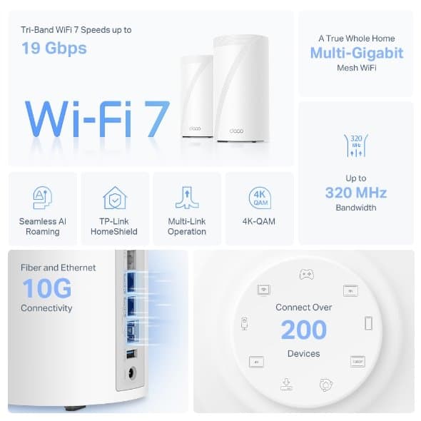 TP-Link Deco BE85 BE19000 Mesh WiFi 7 Systém (1-pack)