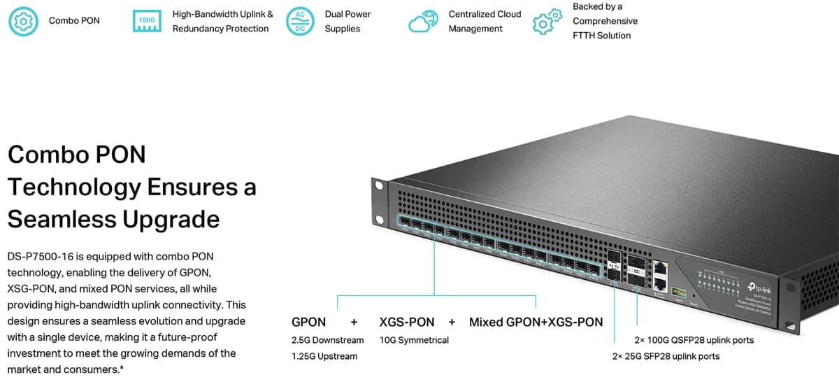 TP-Link DS-P7500-16, DeltaStream XGS-PON & GPON OLT