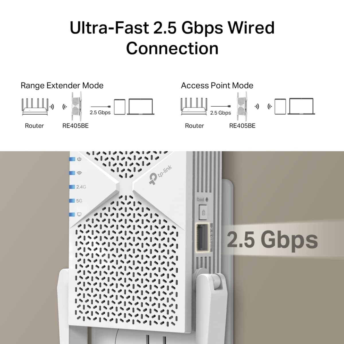TP-Link RE405BE, Dual-Band Wi-Fi 7 range extender