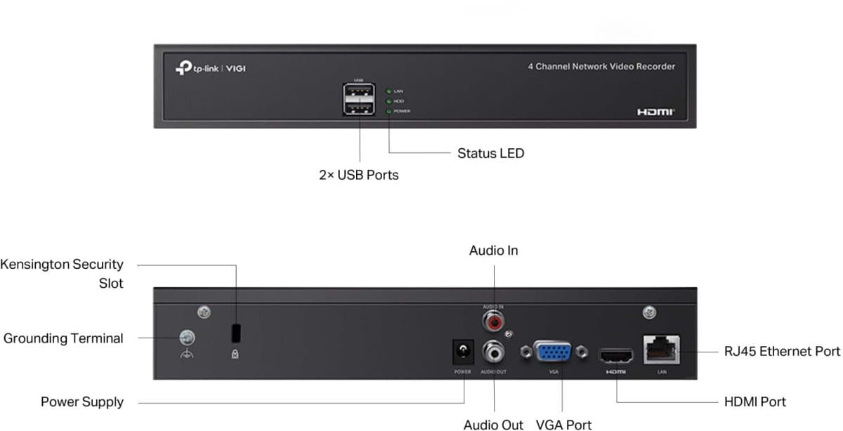 TP-Link VIGI NVR1004H - 4 kanálový síťový videorekordér