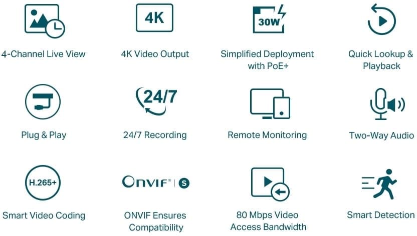 TP-Link VIGI NVR1004H-4P - NVR, 4 kanály, 4x PoE