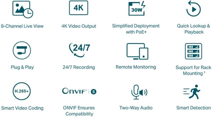 TP-Link VIGI NVR1008H-8MP - NVR, 8 kanálů, 8x PoE