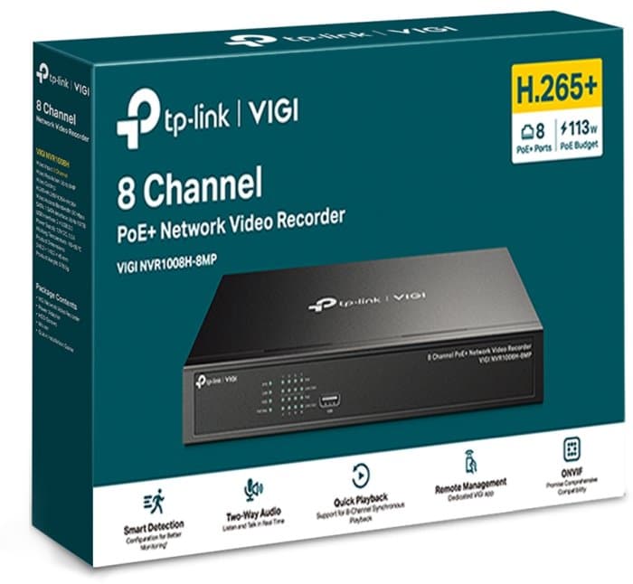 TP-Link VIGI NVR1008H-8MP - NVR, 8 kanálů, 8x PoE
