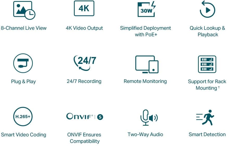 TP-Link VIGI NVR1008H-8P - NVR, 8 kanálů, 8x PoE