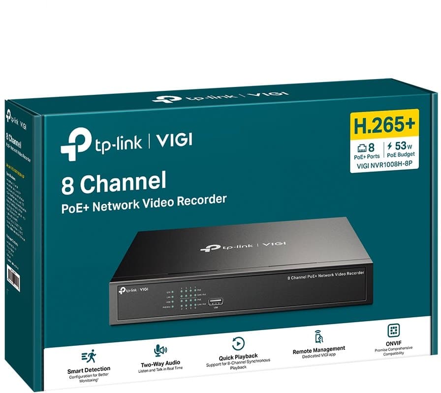 TP-Link VIGI NVR1008H-8P - NVR, 8 kanálů, 8x PoE