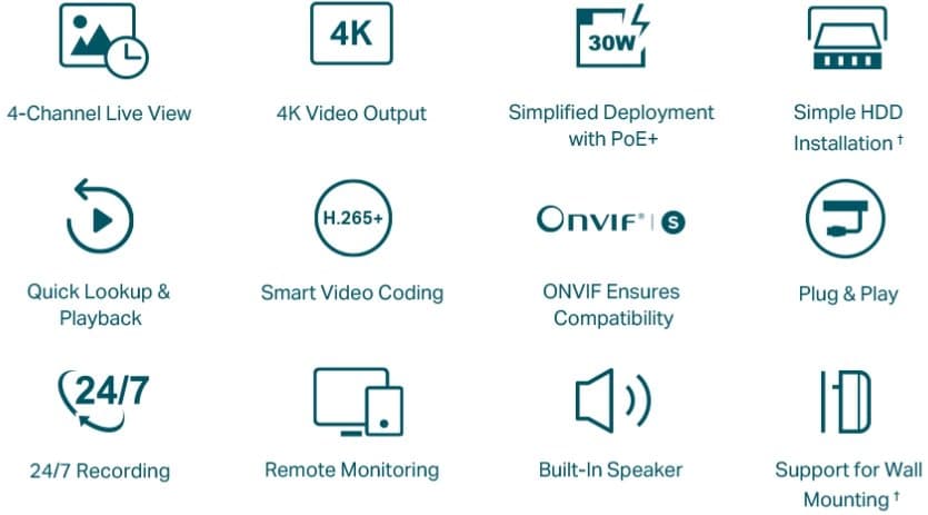 TP-Link VIGI NVR1104H-4P - NVR, 4 kanály, 4x PoE