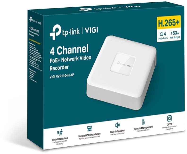 TP-Link VIGI NVR1104H-4P - NVR, 4 kanály, 4x PoE