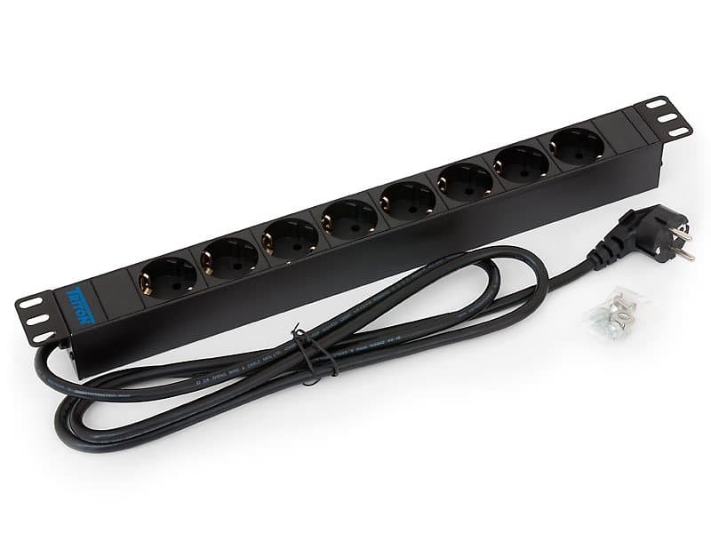 TRITON 19" rozvodný panel 8x230V DIN - 2m, černý