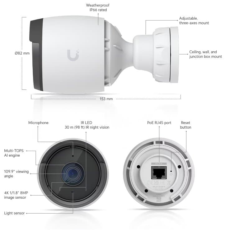 Ubiquiti G6 Bullet - UniFi Protect kamera, 8MP, bílá