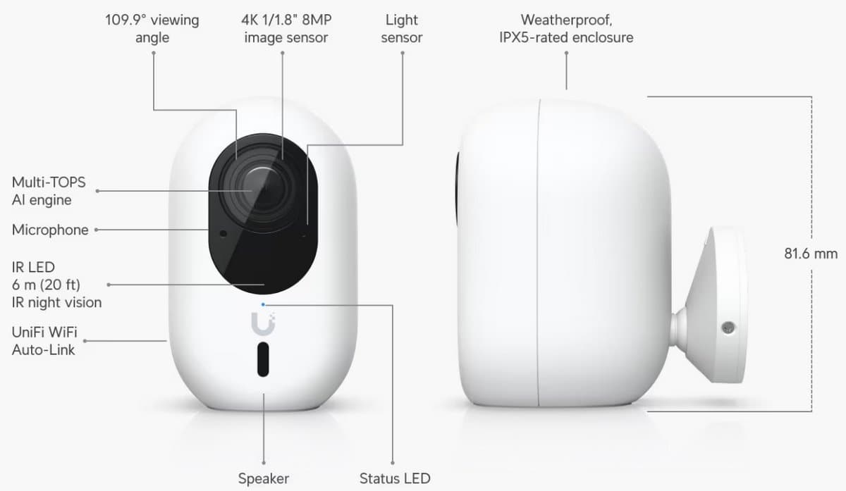 Ubiquiti G6 Instant - UniFi Protect kamera, 8MP, bílá