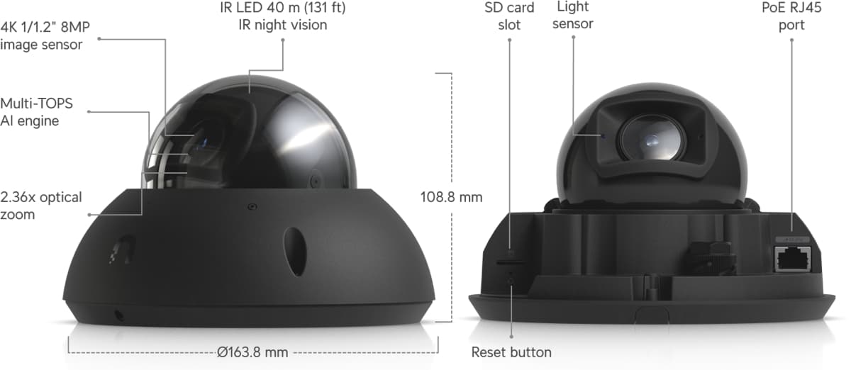 Ubiquiti G6 Pro Dome, 8MP IP kamera, černá