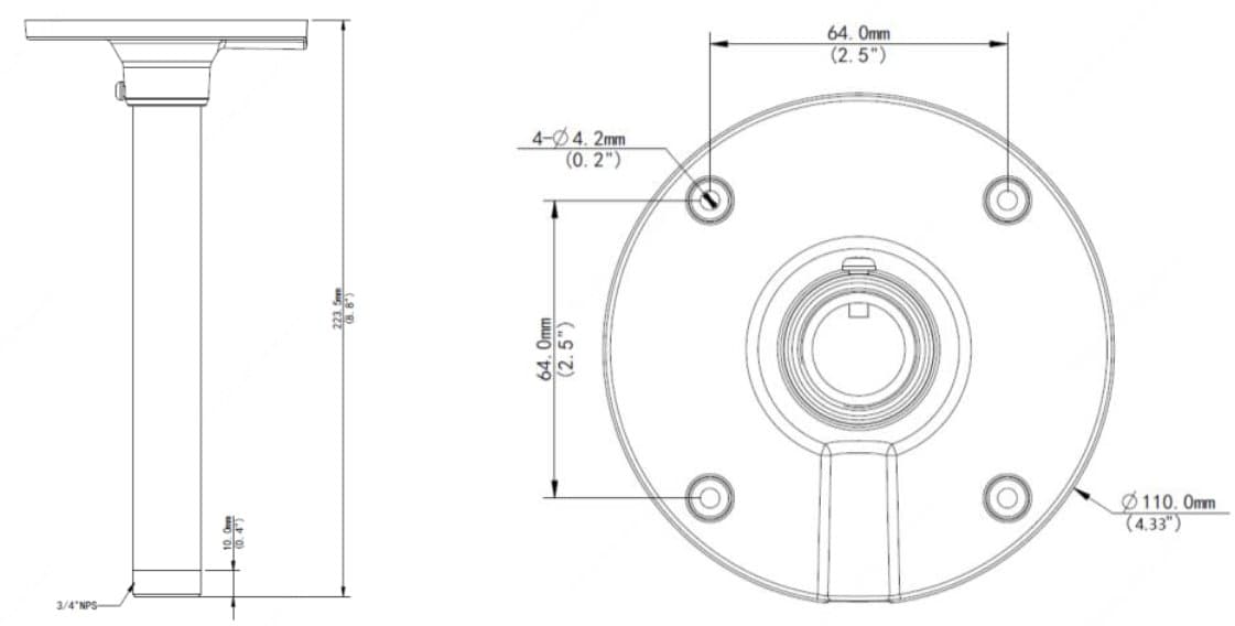 UNV TR-CM24-IN - Držák na strop pro Dome kamery, 223mm