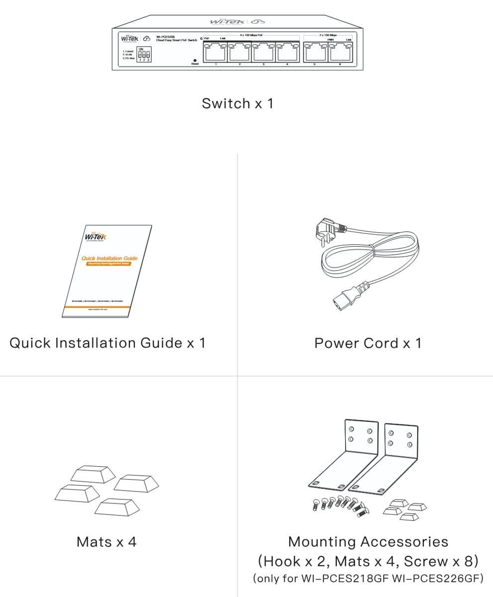 Wi-Tek WI-PCES206 Easy Smart Cloud PoE Switch